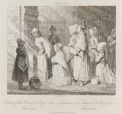 Saudando a Virgem, Viena, c.1821 (gravura) de George Robert Lewis