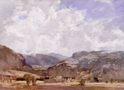 Conwy Valley - Meio-dia (bodycolor no papel) de George Robert Rushton