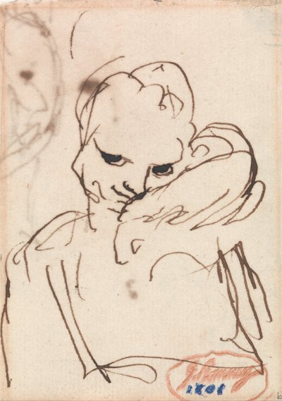 Uma rapariga com um coelho ou um cão de estimação ao ombro de George Romney
