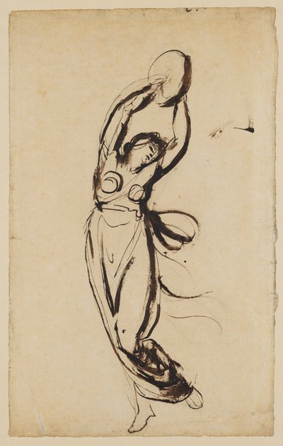 Uma ninfa a dançar com um pandeiro de George Romney