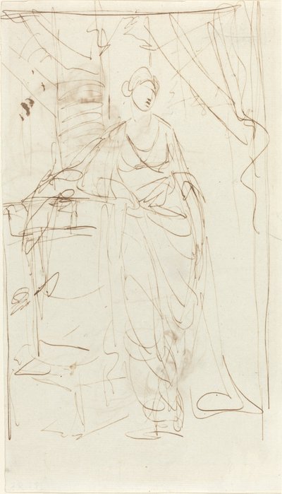 Uma Senhora Elegante em Vestido Clássico [reto] de George Romney