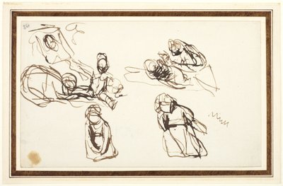 Crianças sentadas no chão, possivelmente esboços para «Infant Shakespeare com Tragédia e Comédia» de George Romney