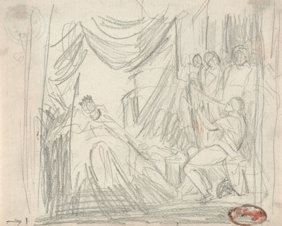 Davi a tocar harpa para o rei Saul de George Romney