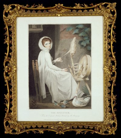 A fiandeira (gravura de Thomas Cheesman, segundo G. Romney, publicada por John e Josiah Boydell em 1789) de George Romney