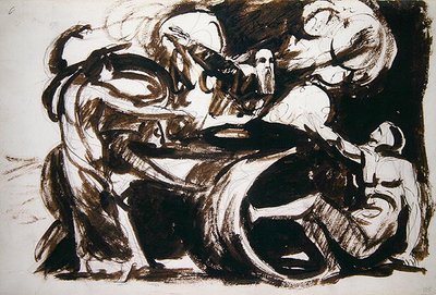 Sonho de Atossa (caneta e tinta e lavagem sobre grafite em papel) de George Romney