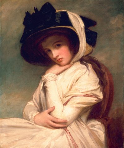 Emma Hart, mais tarde Lady Hamilton, em um chapéu de palha, c.1782-94 de George Romney