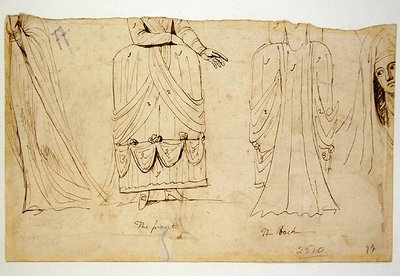 Estudos de figuras (caneta e tinta sobre papel) (ver 270959 para verso) de George Romney