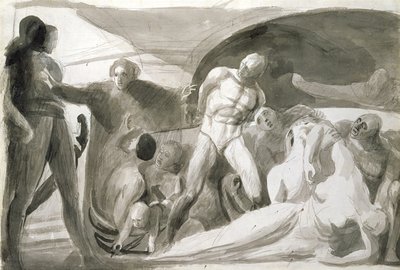 Howard Visitando um Lazareto (caneta e tinta no papel) de George Romney