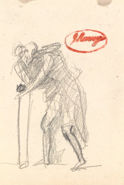 Possivelmente uma figura curvada com um pau, da série «Velhice» de George Romney