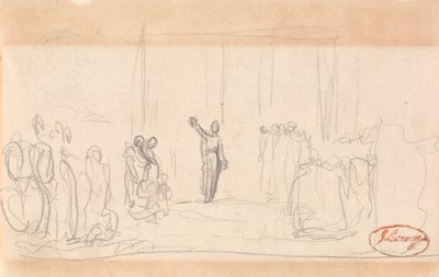 Possivelmente uma multidão diante de uma profetisa de George Romney