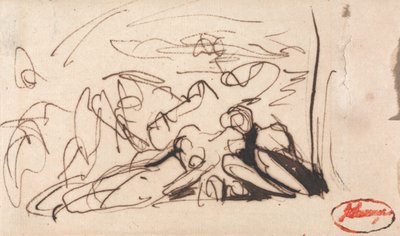 Mulher prostrada, assistida por duas figuras de George Romney