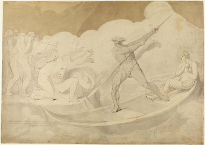 Psique foi transportada através do Estige, segundo Apuleio, em «O Asno de Ouro», VI, 18 de George Romney