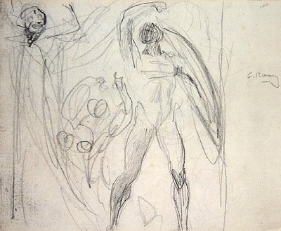 Satanás, Pecado e Morte (lápis sobre papel) de George Romney