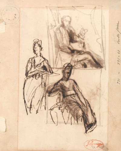 Homem Sentado e Mulher Sentada de George Romney