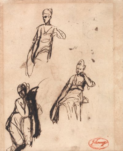 Mulher sentada: Três poses de George Romney