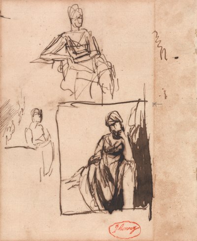 Mulher Sentada: Três Posições de George Romney