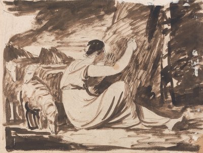 Pastora a gravar uma inscrição numa árvore de George Romney