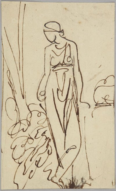 Figura feminina em pé, estudo de retrato de George Romney