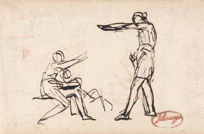 Figura de pé a ameaçar uma mãe e uma criança de George Romney