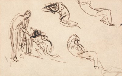 Figura em pé e quatro figuras reclinadas de George Romney