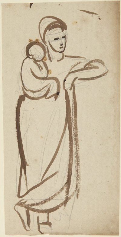 Figura feminina em pé, segurando uma criança de George Romney