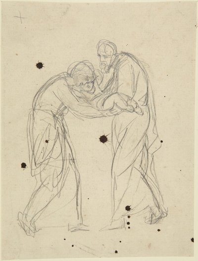 Figuras masculinas e femininas em pé, segurando um bebé de George Romney