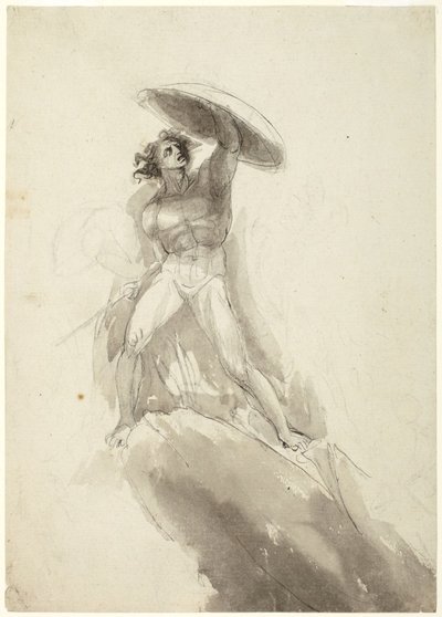 Nu masculino a caminhar com um escudo: estudo para «A Queda dos Anjos Rebeldes» de George Romney