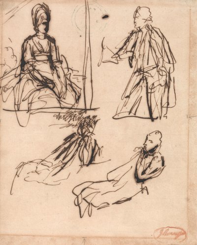 Estudos para os retratos de um homem e de uma mulher de George Romney