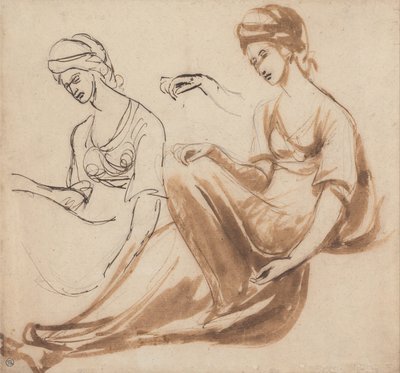 Estudos de uma mulher sentada de George Romney