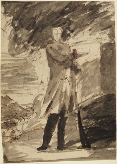 Esboço para um retrato de corpo inteiro de um homem a segurar uma arma de George Romney
