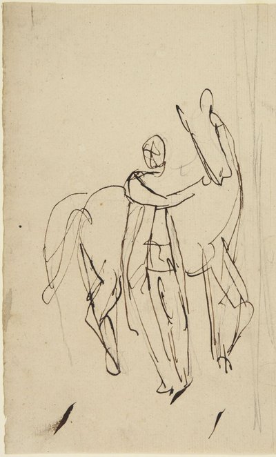 Esboço para um retrato de um homem de pé ao lado de um cavalo de George Romney
