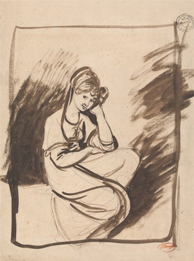 Esboço para o Retrato de uma Senhora, possivelmente Elizabeth, Condessa de Derby de George Romney