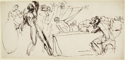 Estudo do fantasma de Banquo na cena do banquete em Macbeth de George Romney