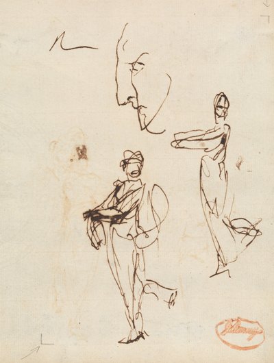 Estudo de duas figuras e um rosto de George Romney