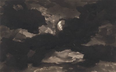 Estudo de um céu nublado ao luar de George Romney