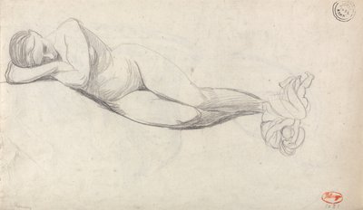 Estudo de um nu reclinado e de uma mulher sentada a ser consolada por uma criança de George Romney