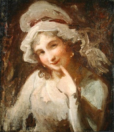 Estudo de uma Jovem Mulher Sorridente (óleo sobre tela) de George Romney