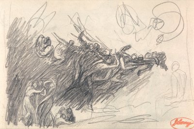 As três graças e os demónios que ridicularizam Cristo para "A tentação de Cristo" de George Romney