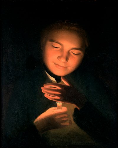 O irmão de artistas James, segurando uma vela, 1761 de George Romney