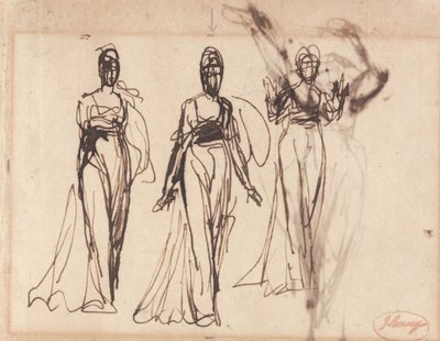 Três Estudos de uma Mulher em Pé, possivelmente Circe de George Romney