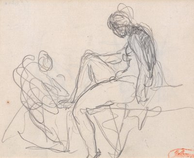 Duas figuras: provavelmente para o «Banho de Diana» de George Romney