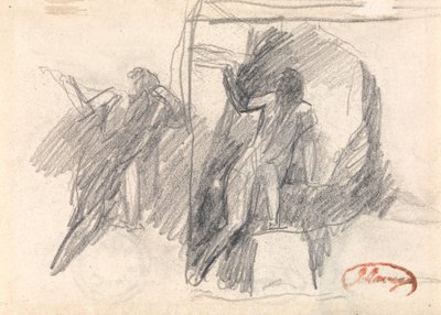Dois esboços de uma figura meio ajoelhada de George Romney