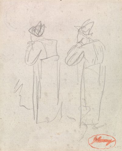 Duas figuras em pé com chapéus altos de George Romney