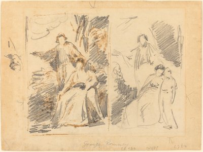 Dois estudos para um retrato da família Warren de George Romney