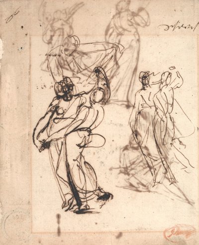 Dois estudos sobre casais a dançar de George Romney