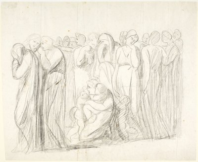 Mulheres e crianças a chorar: esboço para «A Acusação de Susana»; Verso: estudos de figuras de George Romney