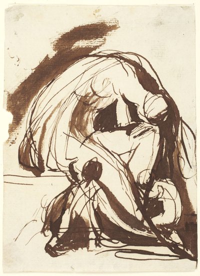 Mulher em luto com dois filhos de George Romney