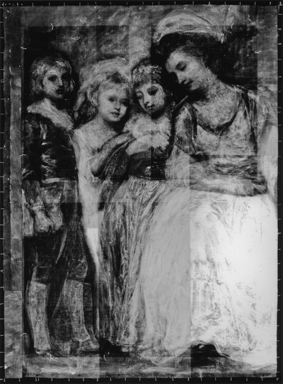 Foto de raio-x do retrato das crianças de Hartley, c.1781-83 (foto p - b) de George Romney