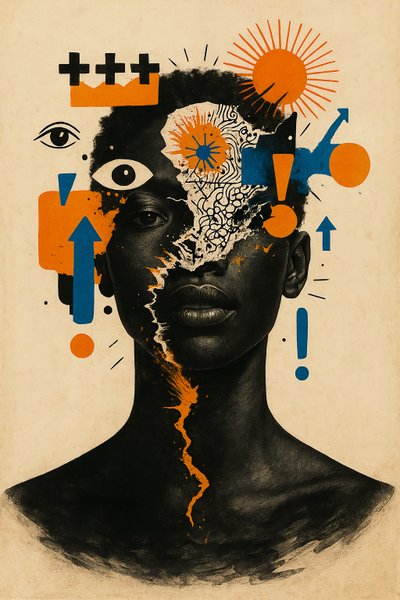 Para além da sobrevivência, 2025 (acrílico sobre tela) de George Rosaly