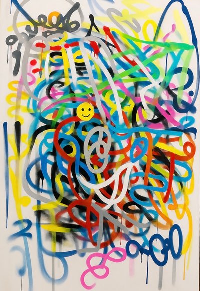 Mind Folded, 2025 (acrílico sobre tela) de George Rosaly